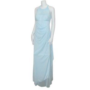 David's Bridal Sleeveless Long Mesh Dress Blue